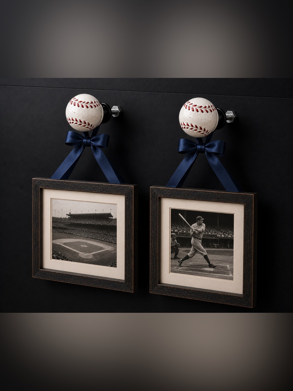 Baseball Decor Drawer Knobs Cabinet Pulls Wall Hooks - Set of 2
